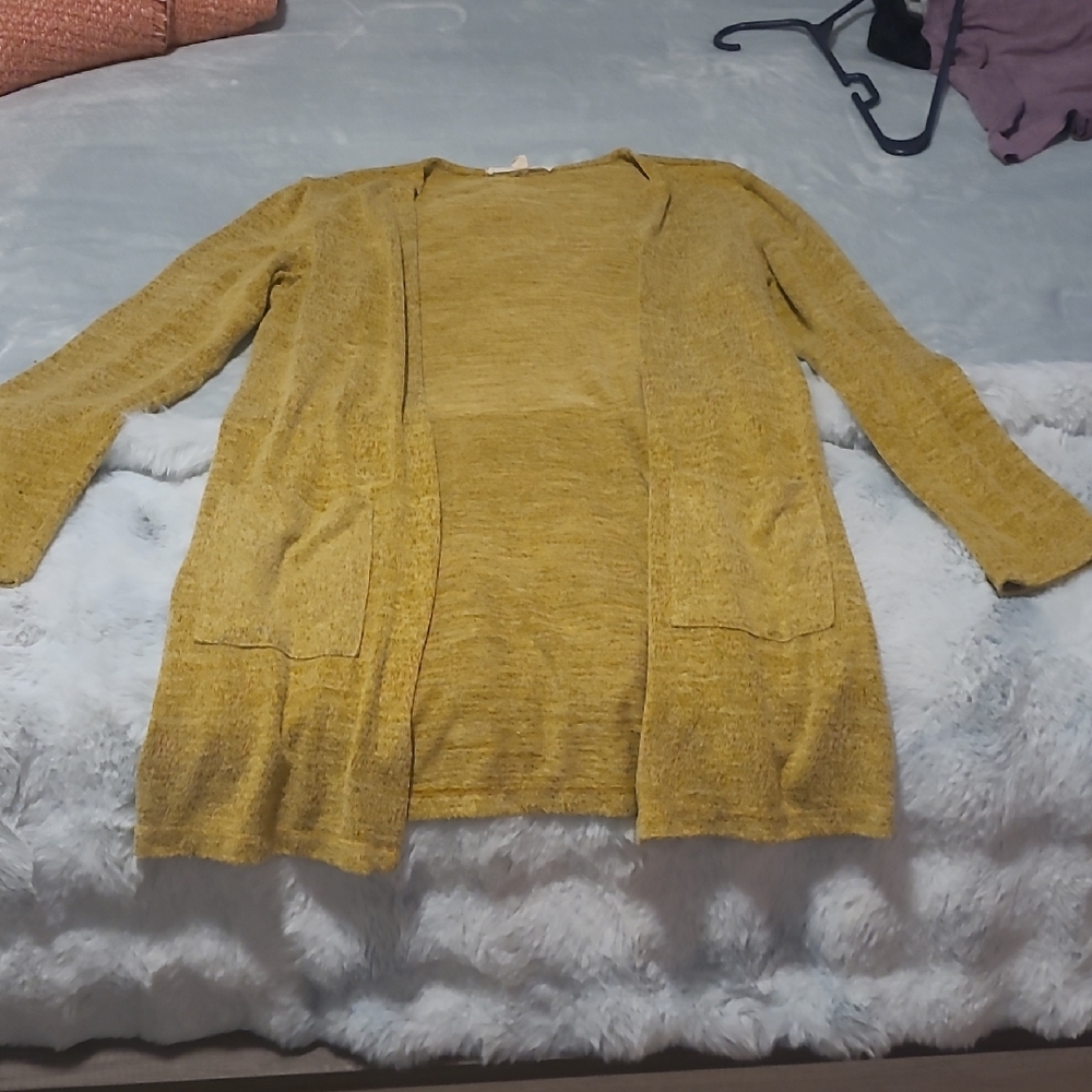 Yellow Knit Cardigan Sweater